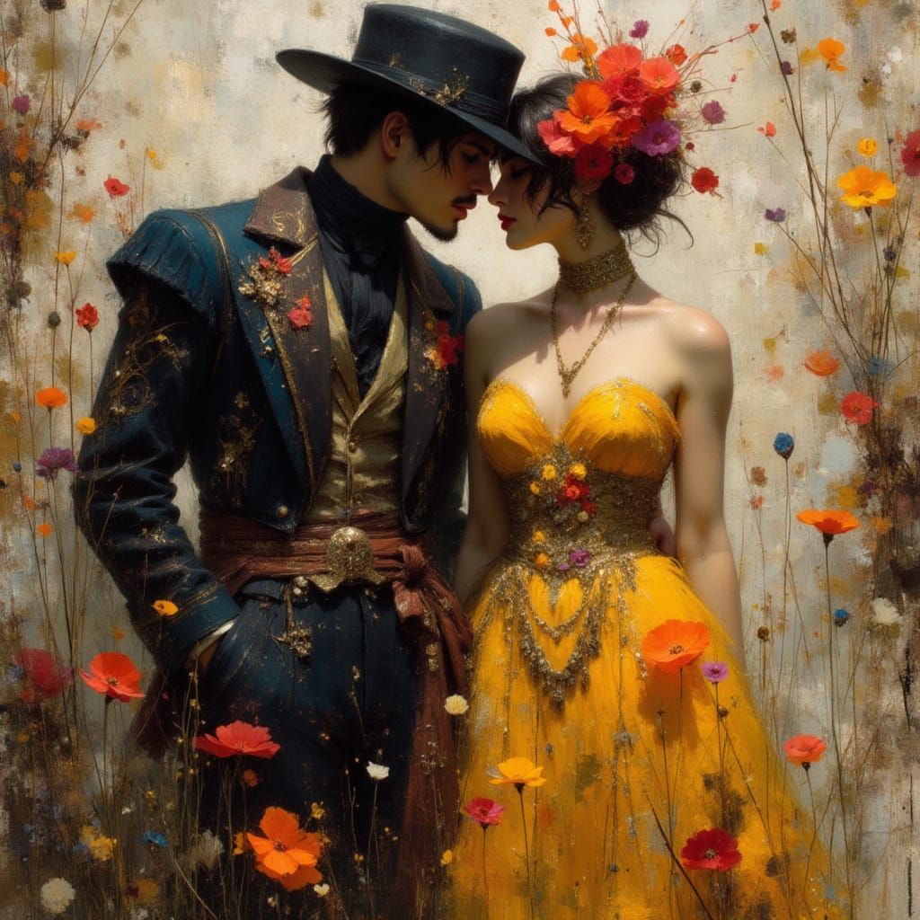 Breathtaking Silhouette in Encaustic Style