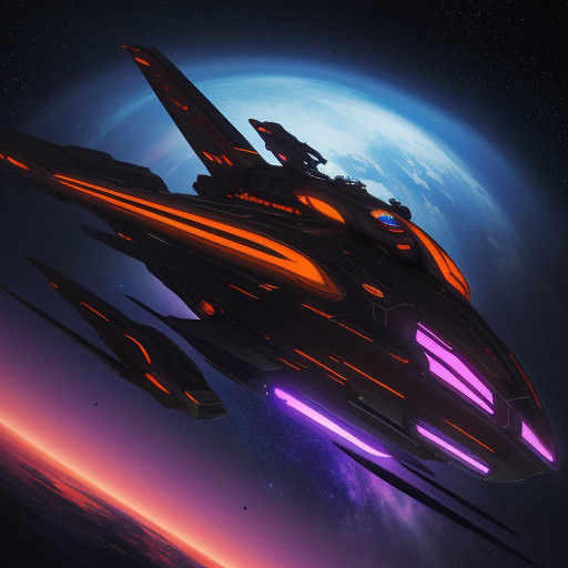Epic Sci-Fi Battlecruiser in Vibrant Orange and Purple Hues