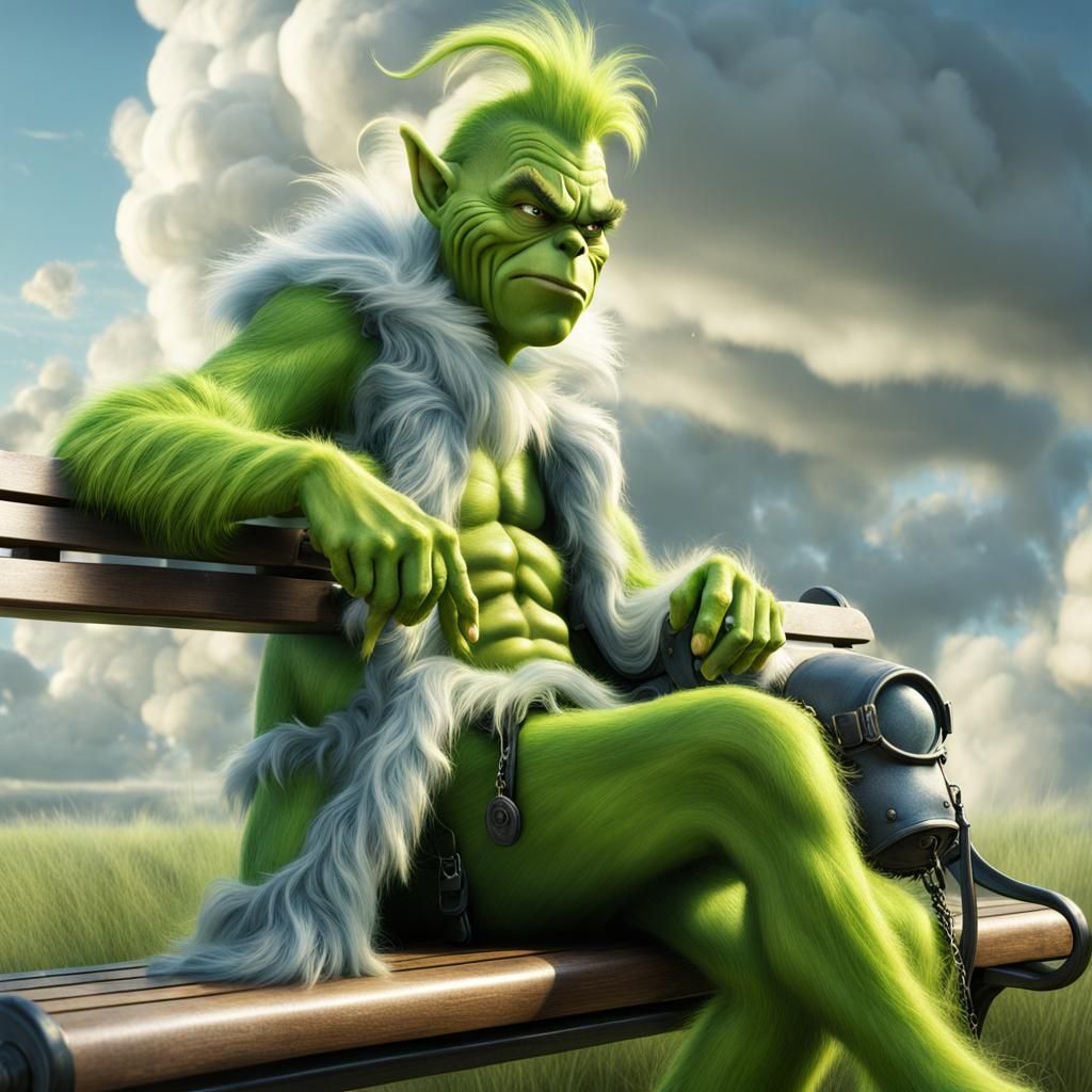 Grinch King with Cloud Hair Near Heaven