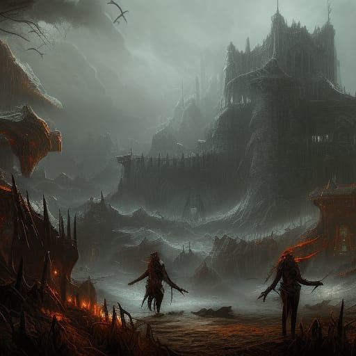 End Times Landscape in Dark Mood: Detailed Matte Painting