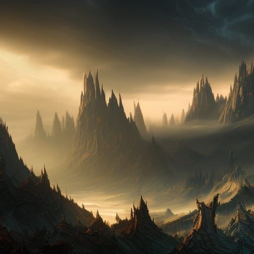 Dark End Times Landscape in Detailed Matte Painting Style
