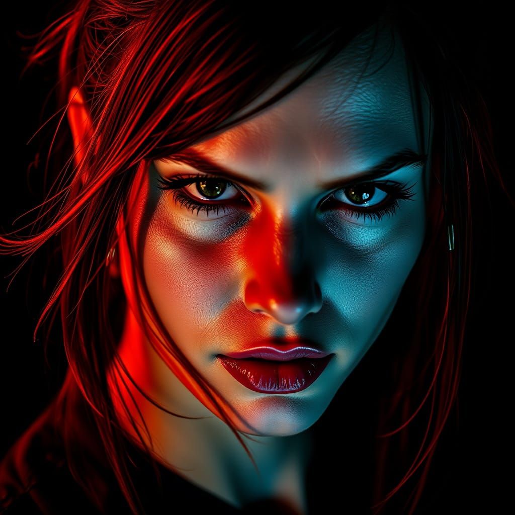 Rammstein Style Portrait of Young Woman in Moody Tones