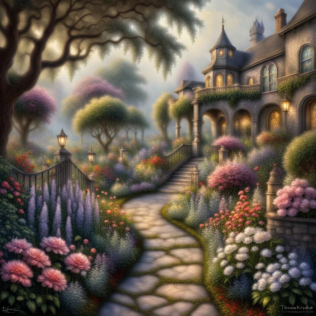 Hyperrealistic Secret Flower Garden in Ethereal Mist