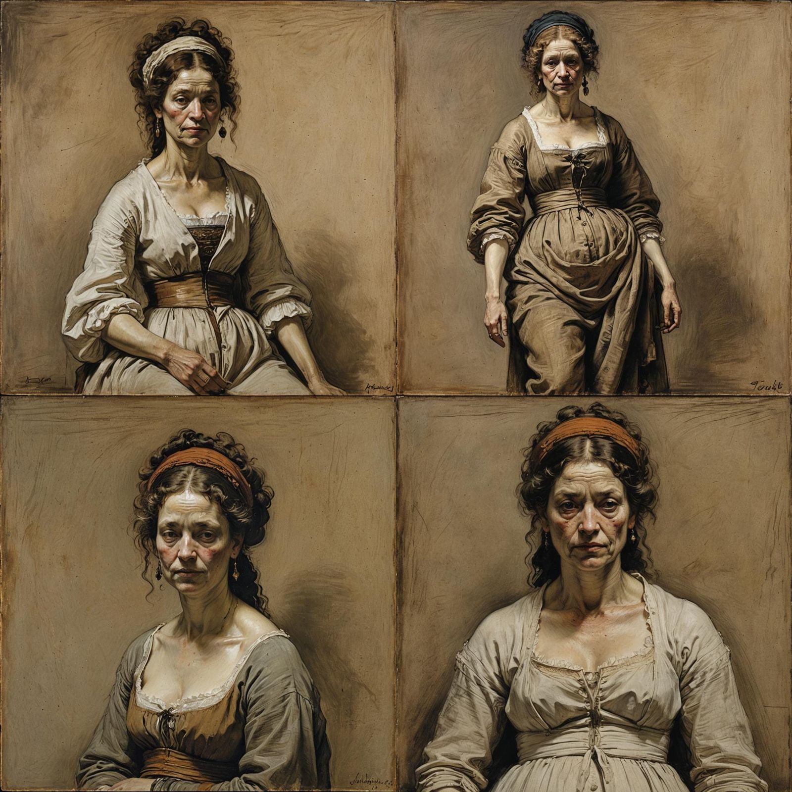 Rembrandt-Inspired Nude Woman in Oil