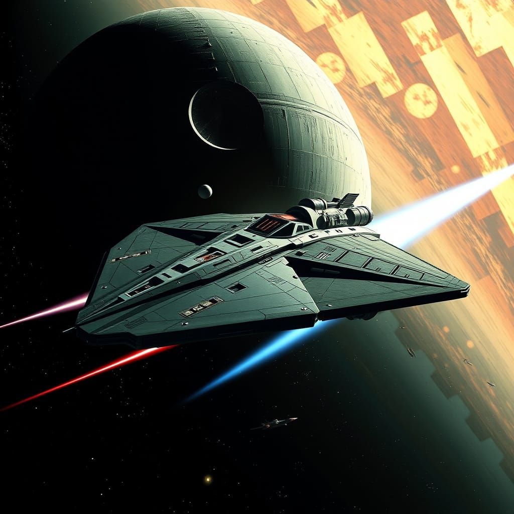 The Mandalorian's Razor Crest Battles the Death Star in Spac...