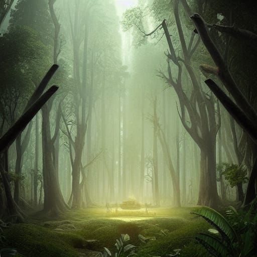 Ancient Pyramids in Deep Forest: Digital Matte Painting