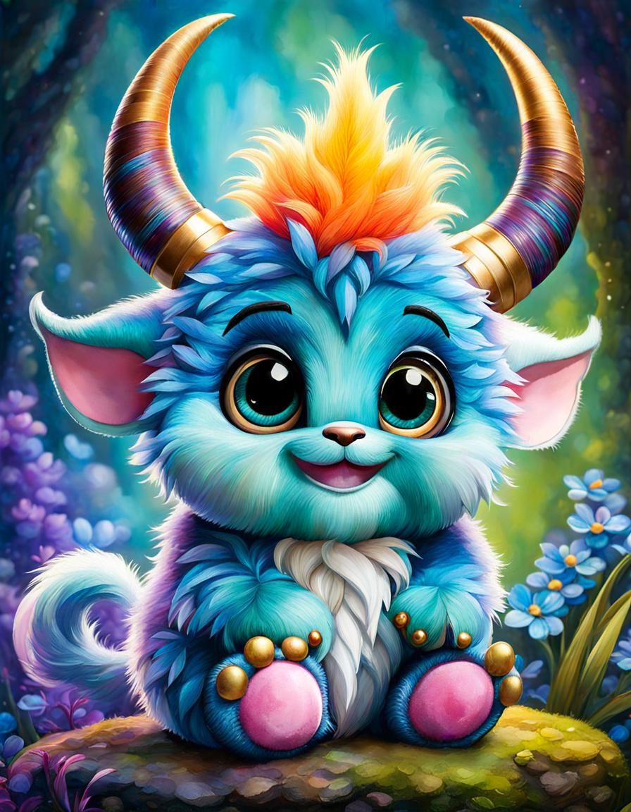 Adorable Plush Monster in Pixar Style