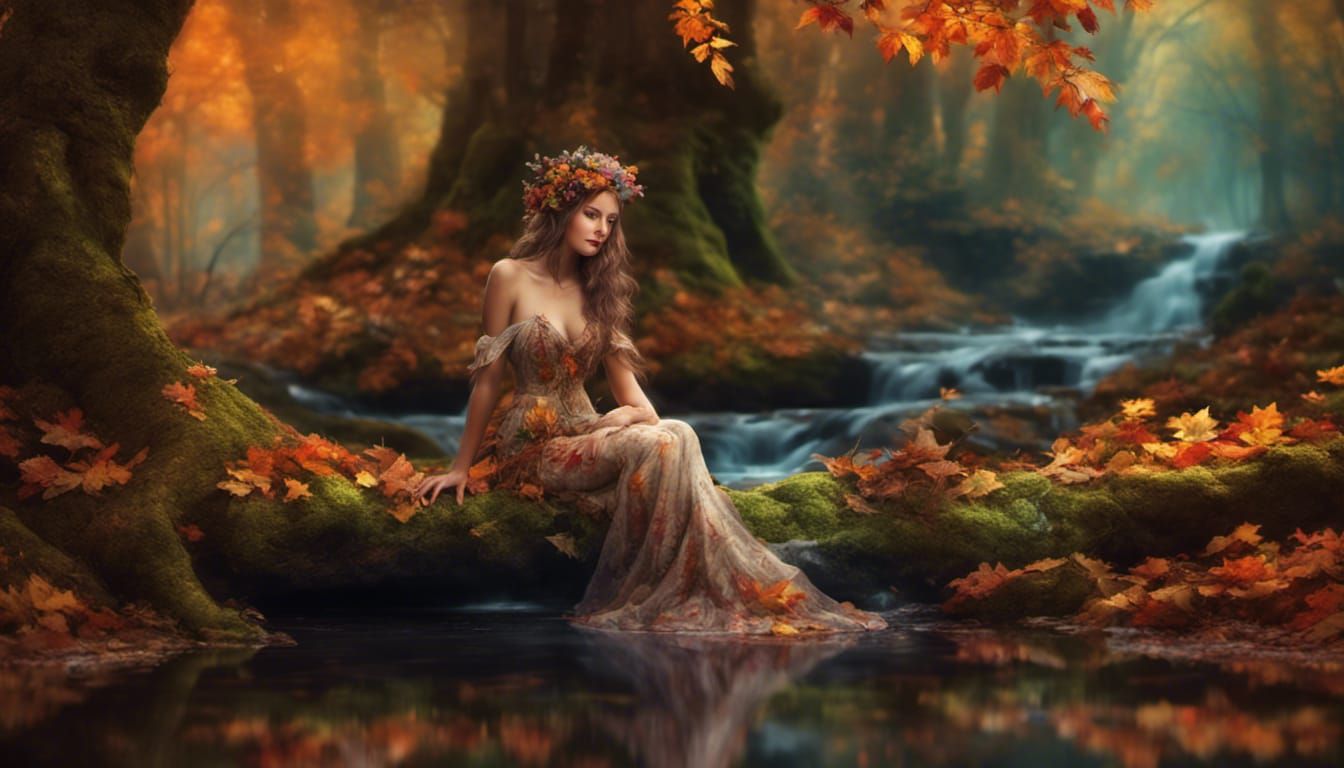 Enchanted Wood Nymph in Autumn Forest