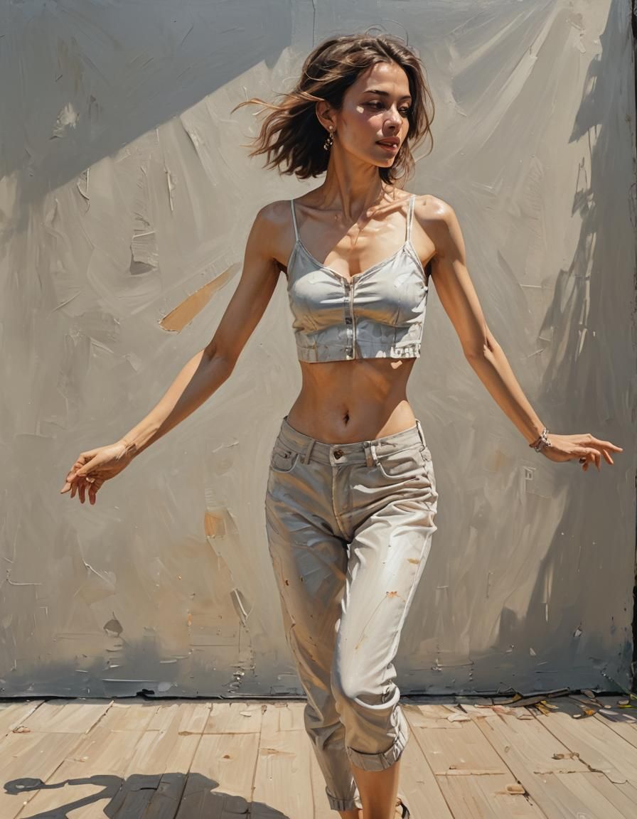 Dancing Woman Portrait in Oil Painting Style