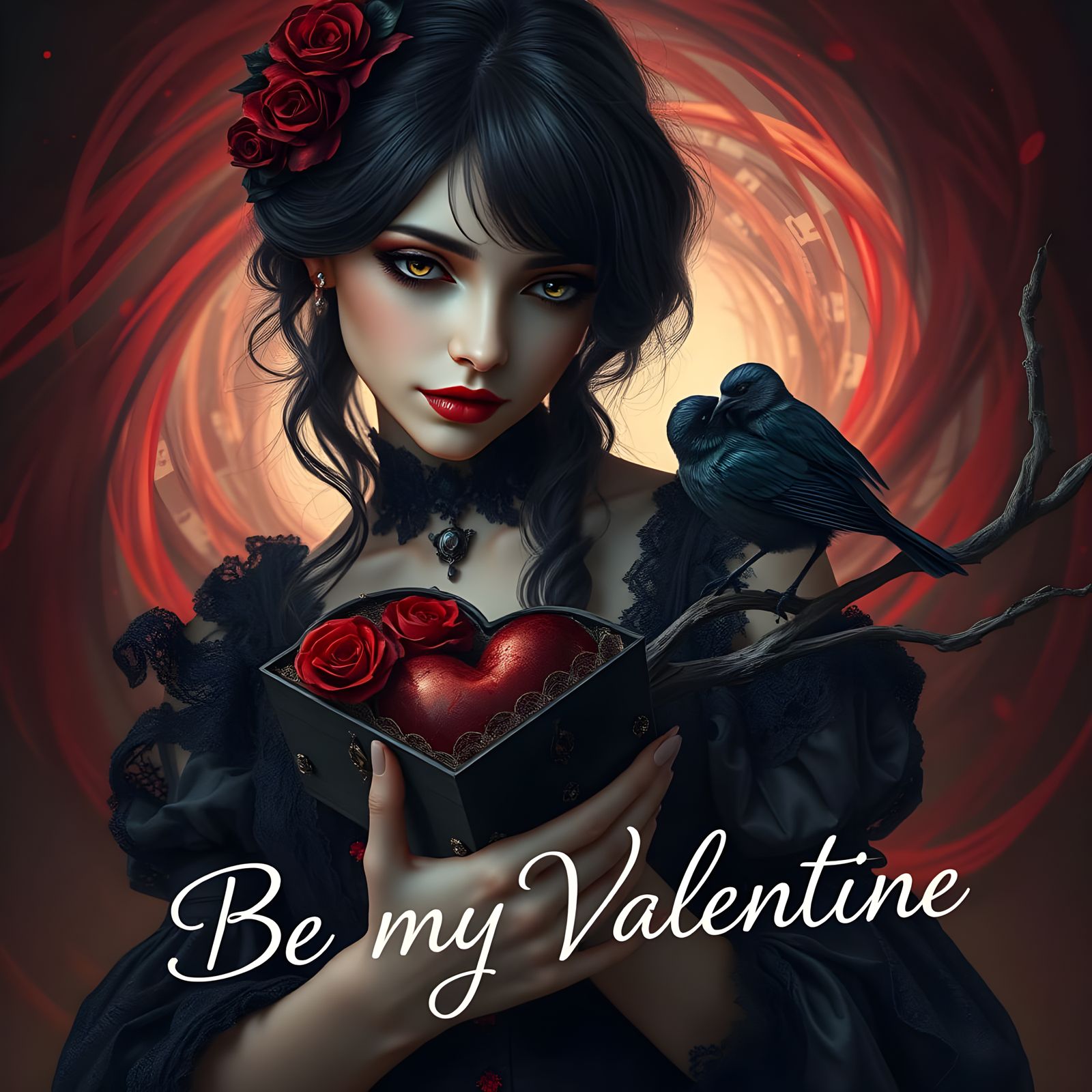 Hauntingly Beautiful Gothic Valentine's Day Scene in Victori...