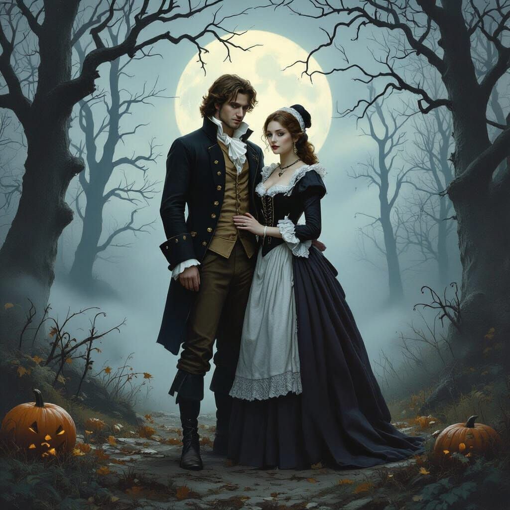 Jack and Sally in Misty Sleepy Hollow