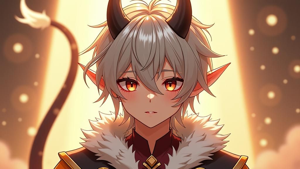 Radiant Male Demon in 3D Anime Style