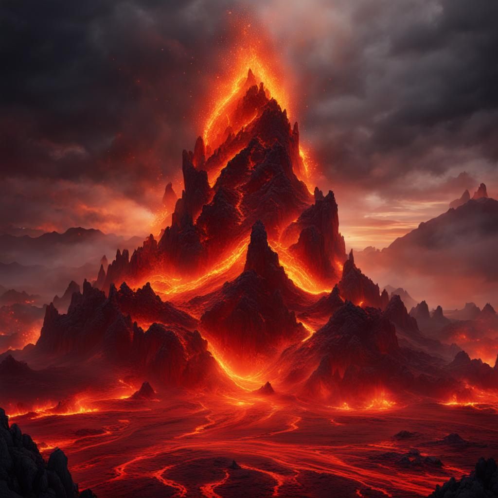 Fiery Lava Crown Above Man of Fire