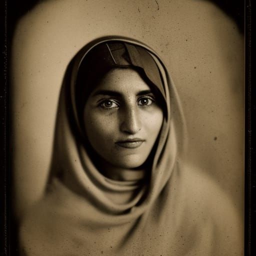 Ancient Iranian Person: Historical Tin-Type Portrait