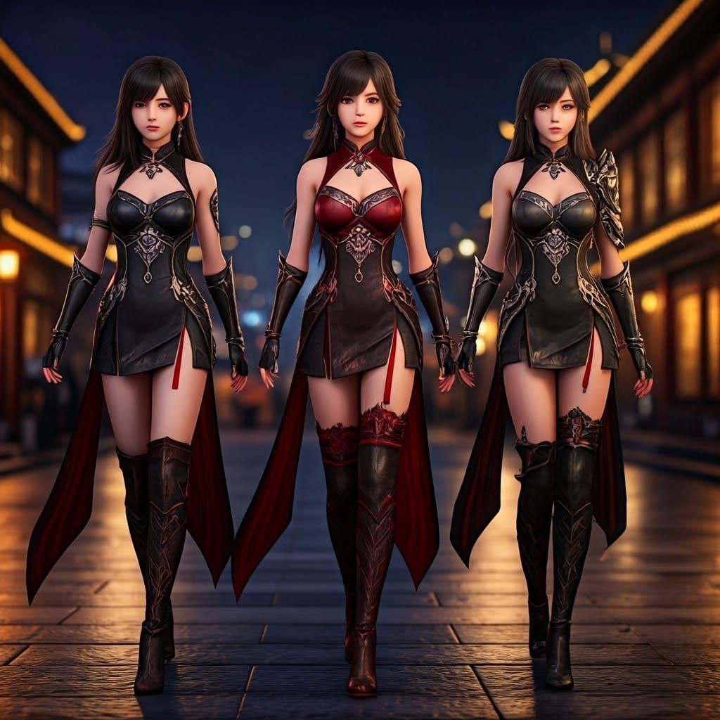 Mysterious Shanghai Nightwalkers in Cyberpunk Style