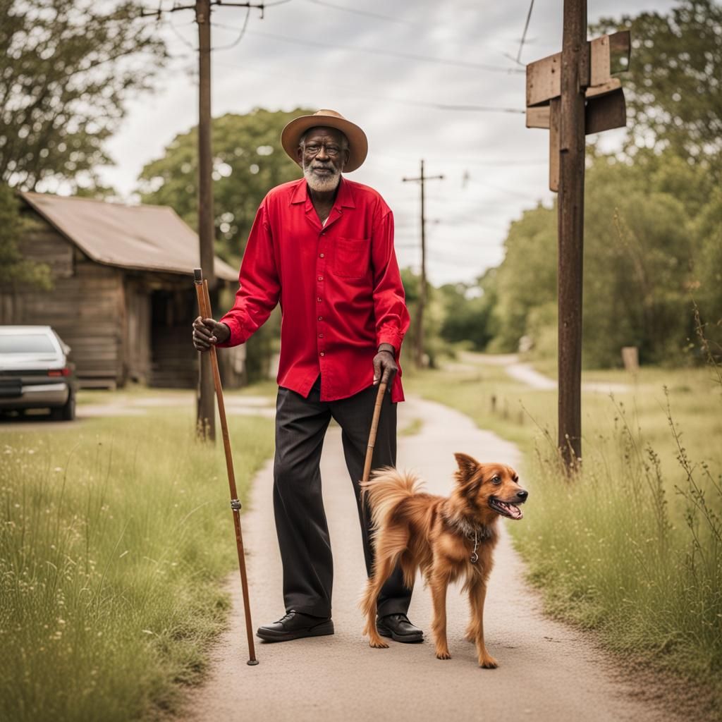 Crossroads Elder with Staff and Dog