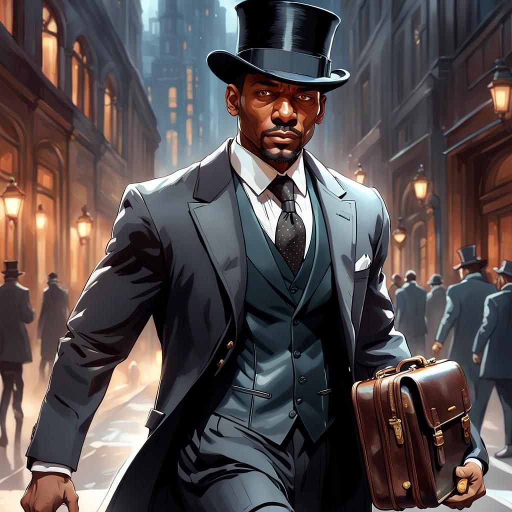Elegant Man in Suit: Art Nouveau Portrait