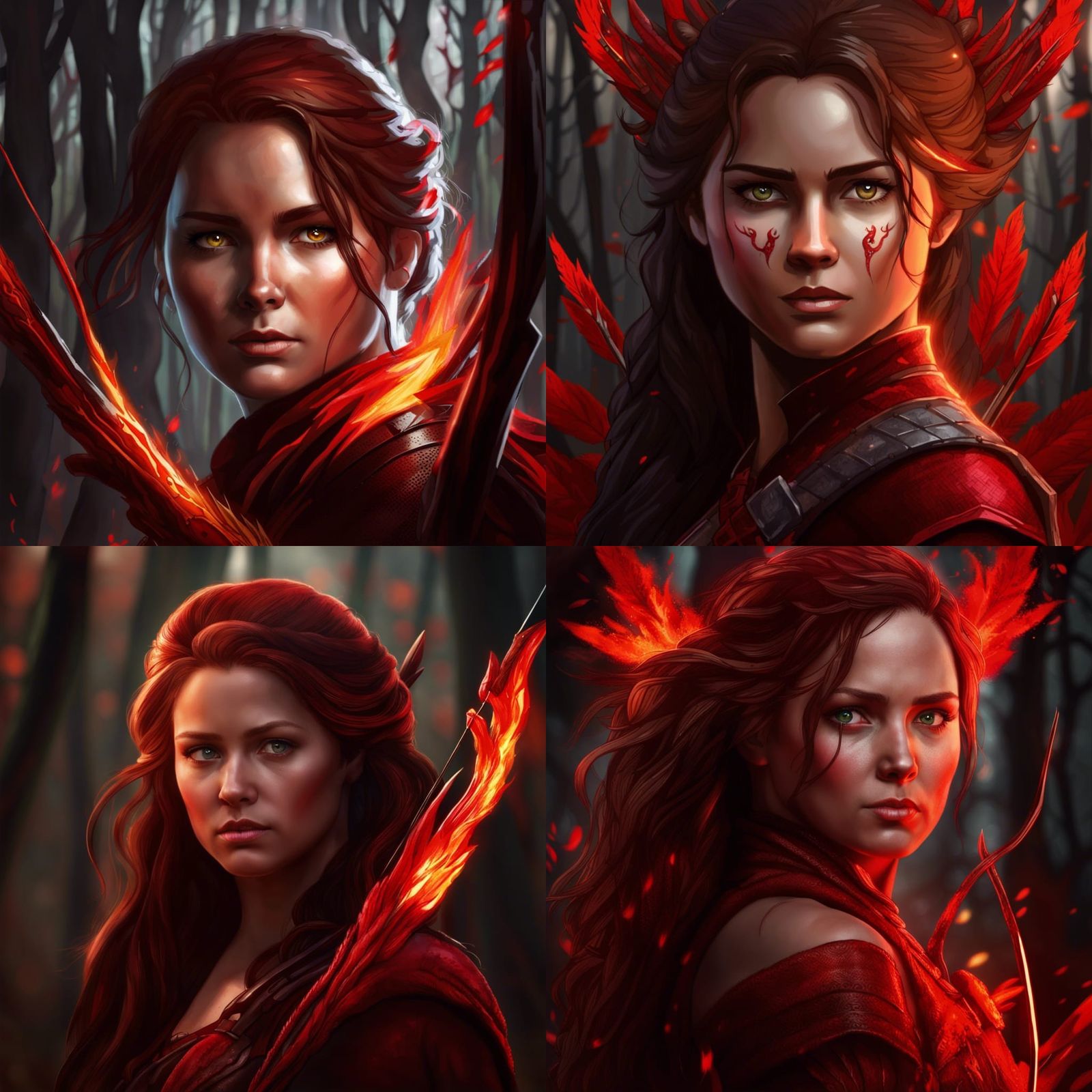 Fiery Huntress in Red Forest: Artstation Portrait