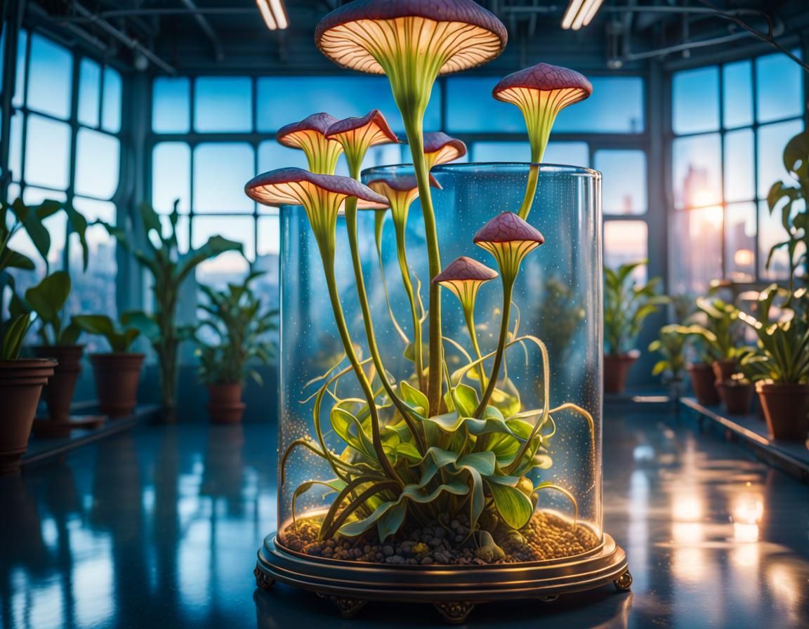 Magical Carnivorous Plant in Sci-Fi Laboratory