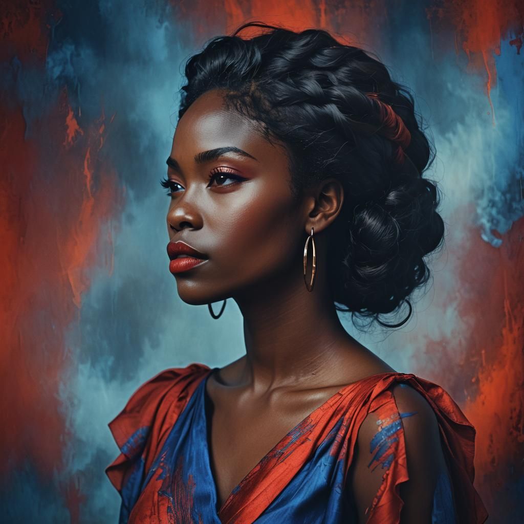 Striking Digital Portrait of a Woman in Profile