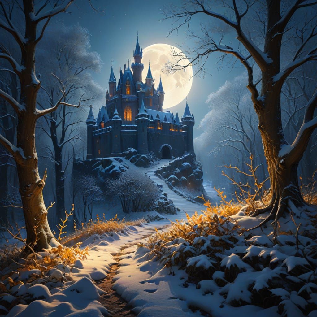 Fairytale Winter Castle in Ethereal Light