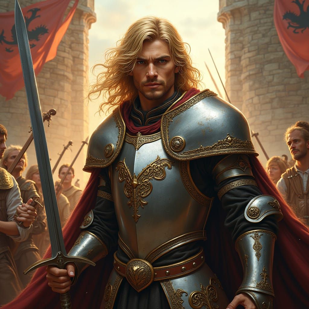 Medieval Hero Siegfried in Folk Rock Style