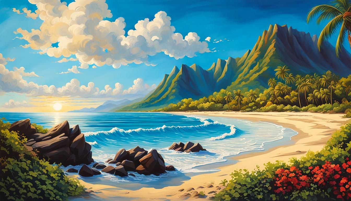 Postcard from the white sand beaches of Hawaii, b