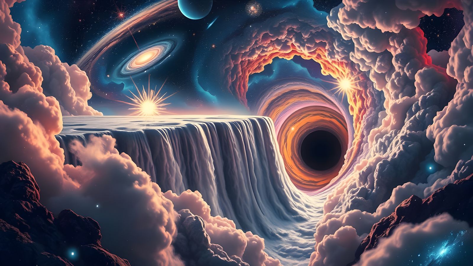 Galactic Waterfall Plunging into a Black Hole