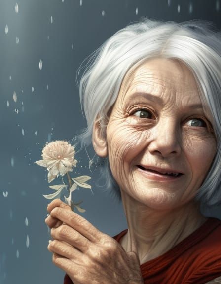 A beautiful happy old lady