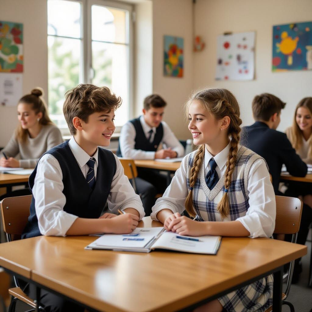 Children's Classroom Chat in Rockwell-esque Style