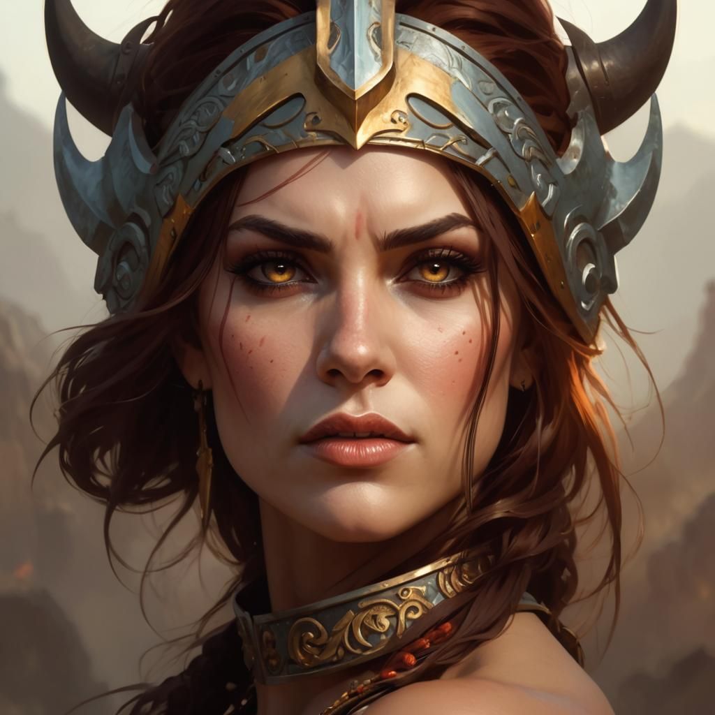 Epic Female Barbarian Portrait in High Fantasy Style