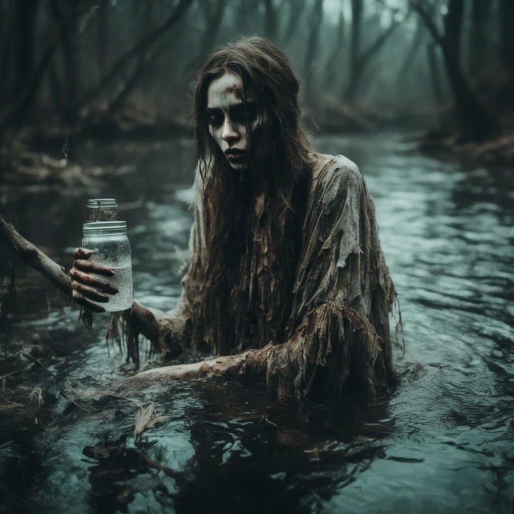 Ethereal Ghost Drinks in Macabre Forest