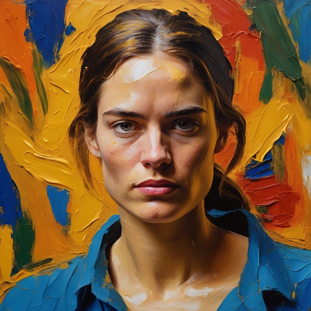 Expressive Impasto Portrait of a Young Woman