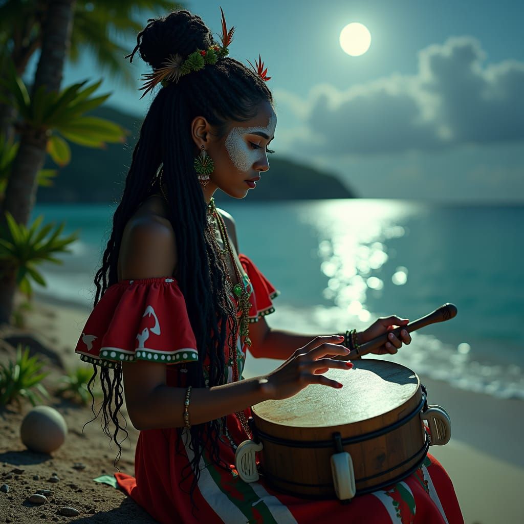 Haitian Goddess of Tambourine Players: Digital Matte Paintin...