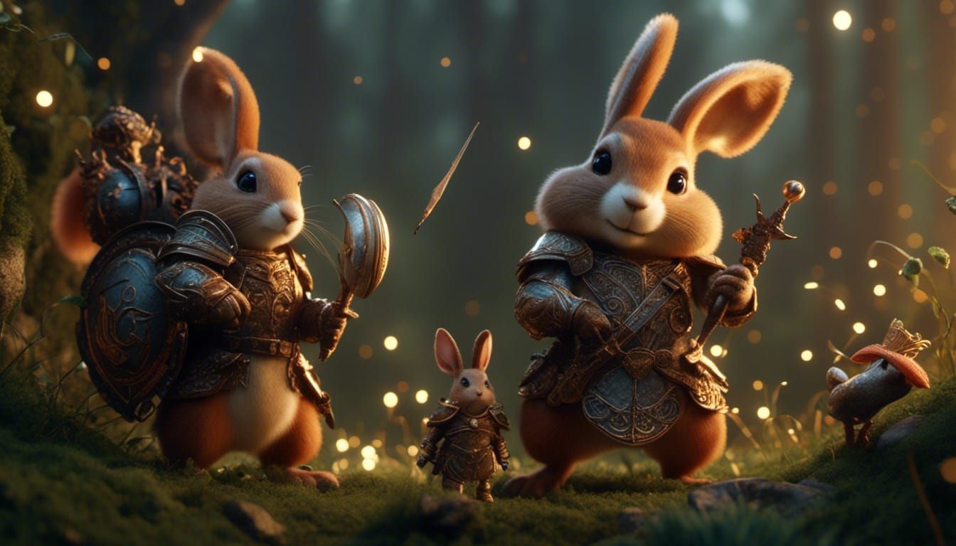 Squirrel King vs Rabbit Lord in Enchanted Forest