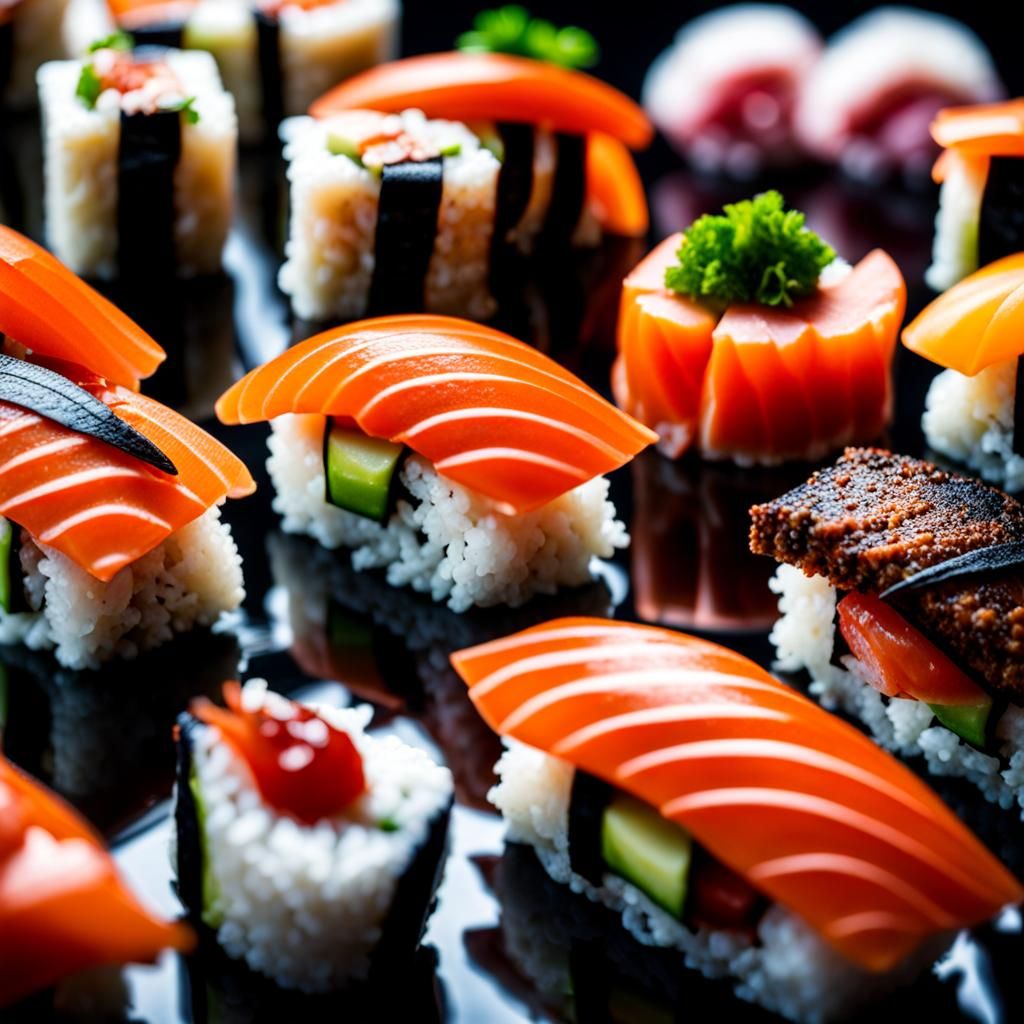 Hyperrealistic Sushi Still Life in High Definition
