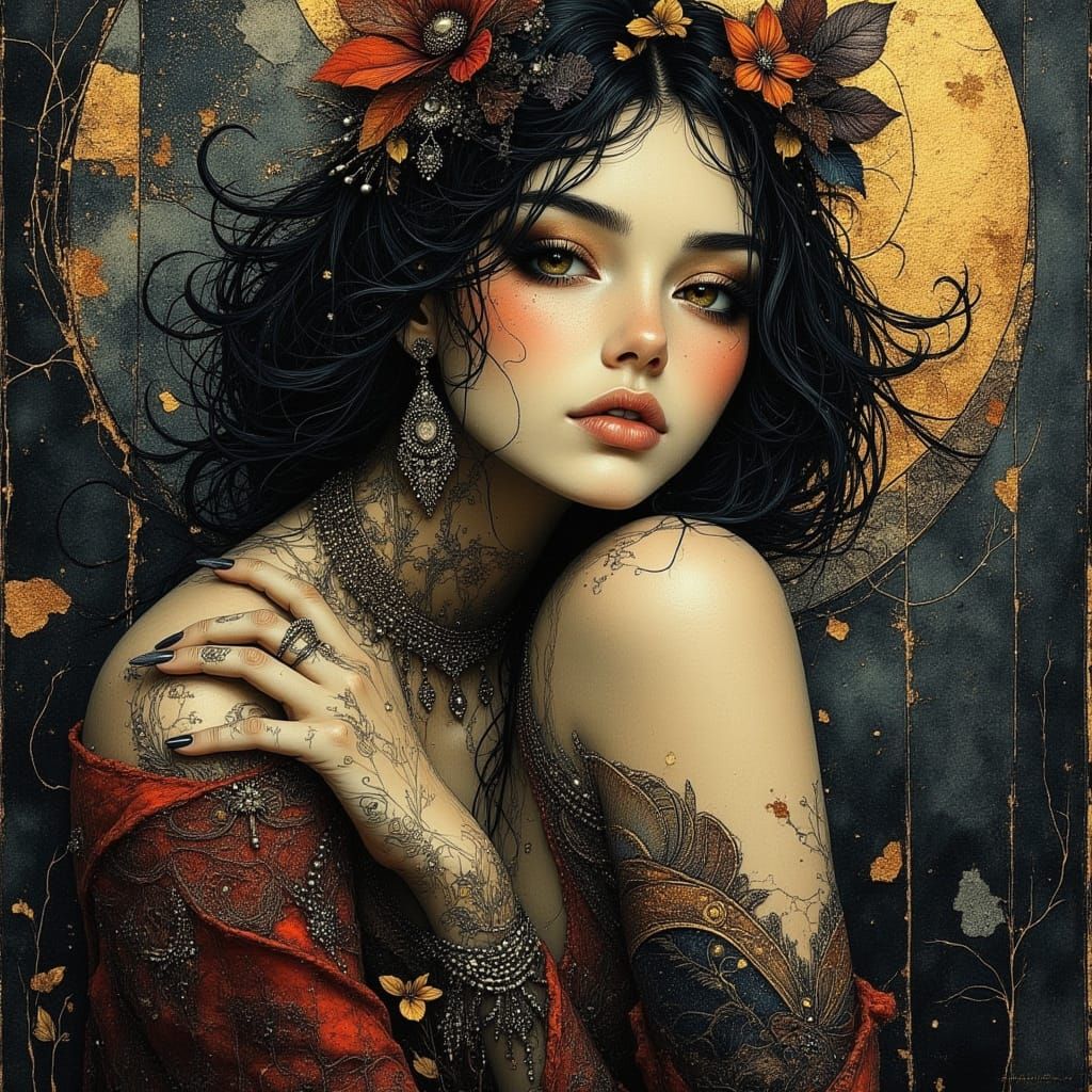 Elegant Woman Portrait in Art Deco Style