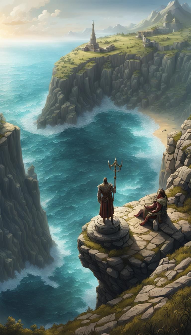 Ocean Statue Kingdom: Fantasy Landscape in Elder Scrolls Sty...