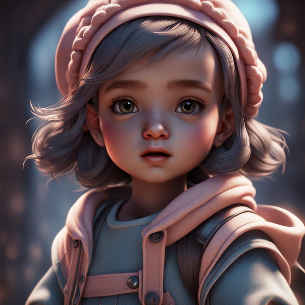 3D Render of Baby Girl with Shading