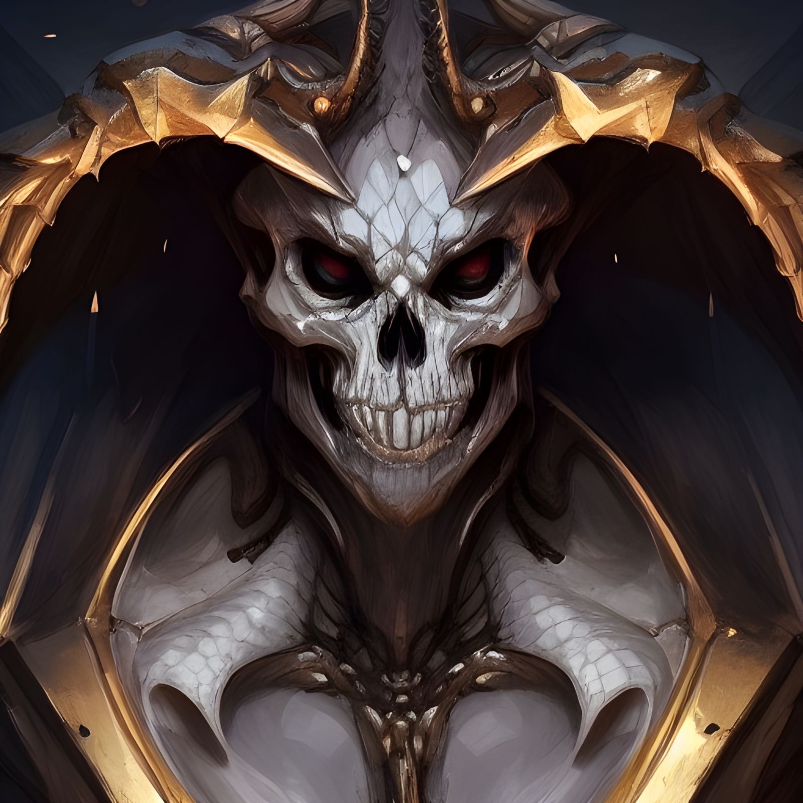 Detailed Skeleton Dragon Portrait in Digital Art Style