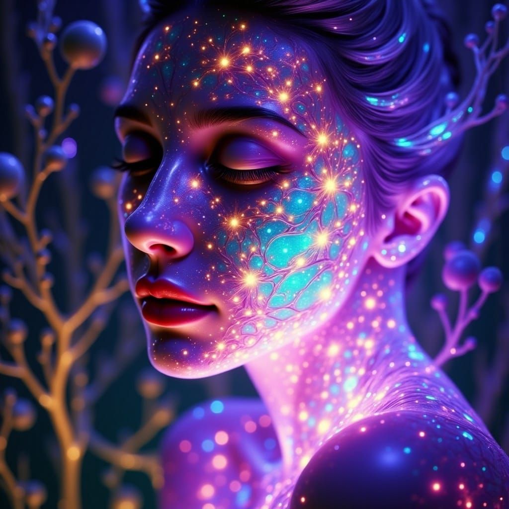 Ethereal Goddess in Cosmic Bloom