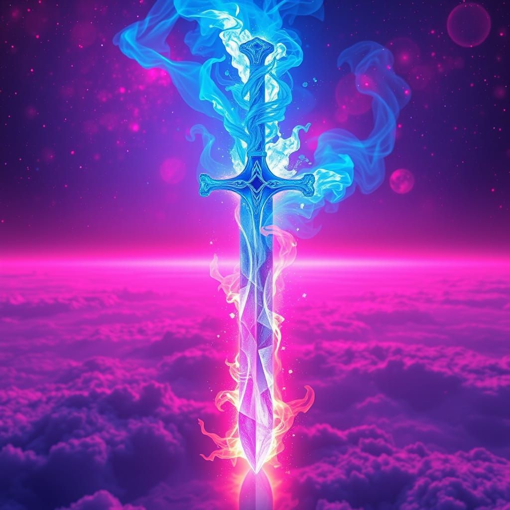 Sapphire Blade of Cosmic Flames