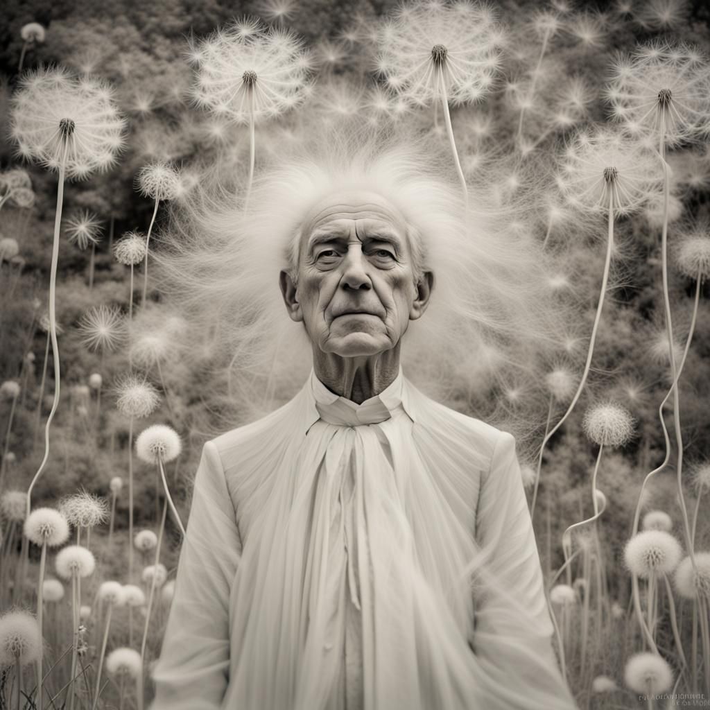 Ghostly  fey  man , beautiful, infrared photography ,clothed...