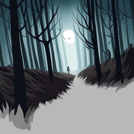 Sinister Forest Chase at Night