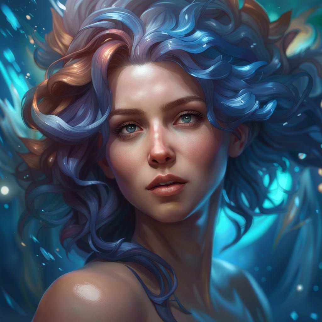 Aquarius Portrait in Art Nouveau Style