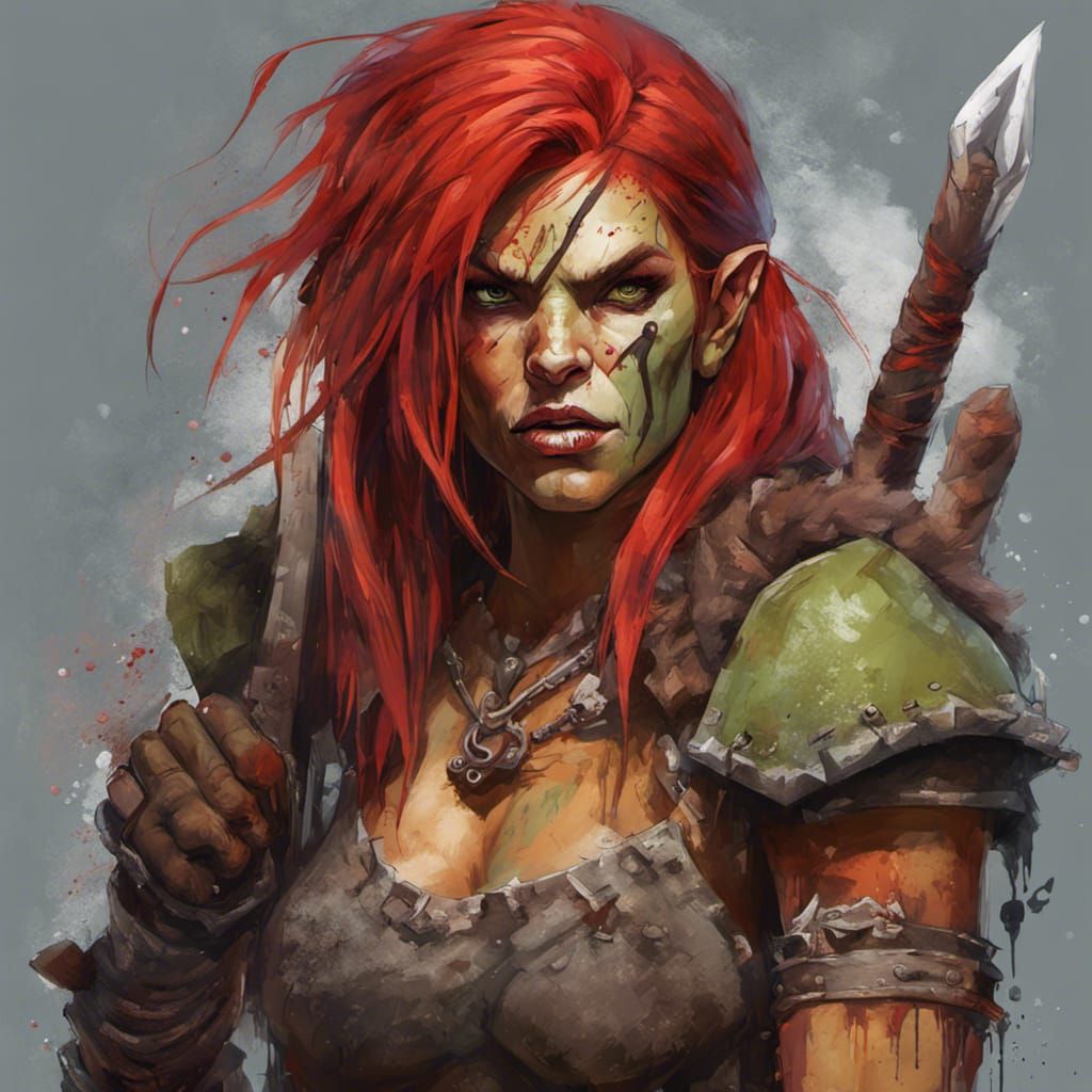 Red-Haired Barbarian in Graffiti Art Style