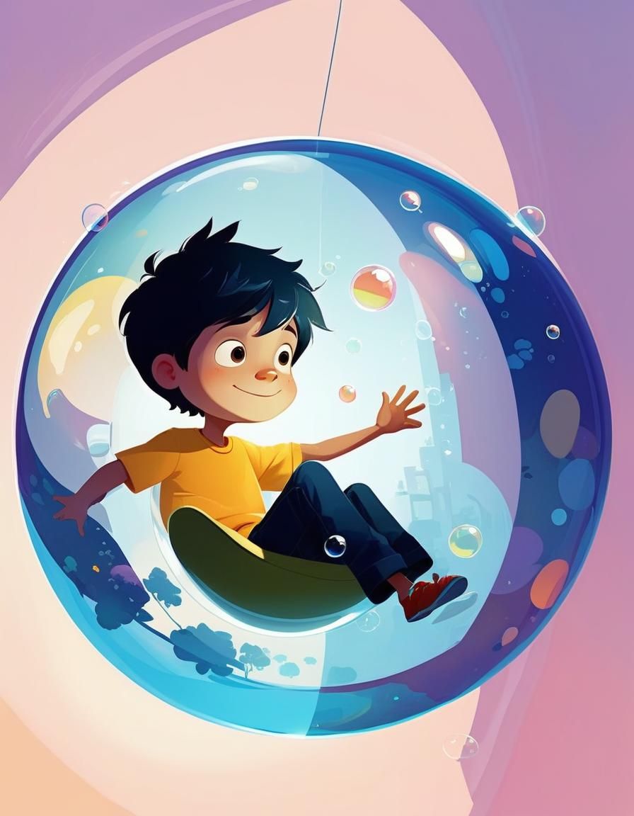 Boy in Bubble: Digital Illustration