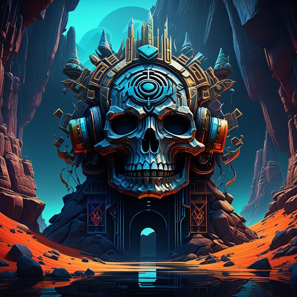 Rock Band Logo: Detailed Matte Painting in Deep Color