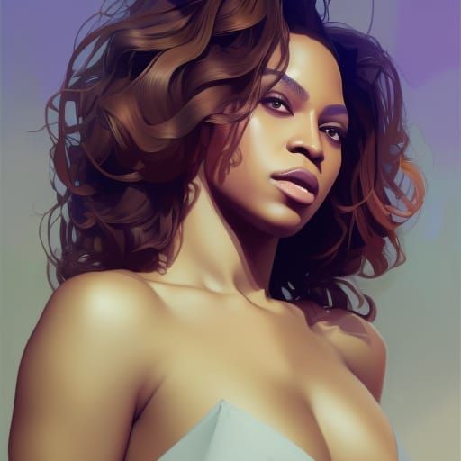 Beyonce Portrait in Artgerm and Mucha Style