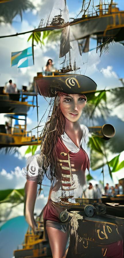 Caribbean Pirate Ship: Digital Illustration